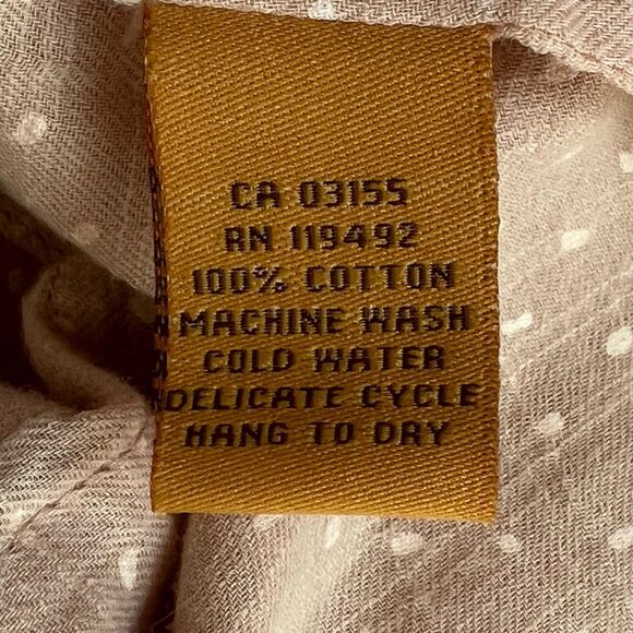 April Cornell Dress Gathered Lace Trim Dot Sleeveless Cream Tan Size S - Picture 4 of 13